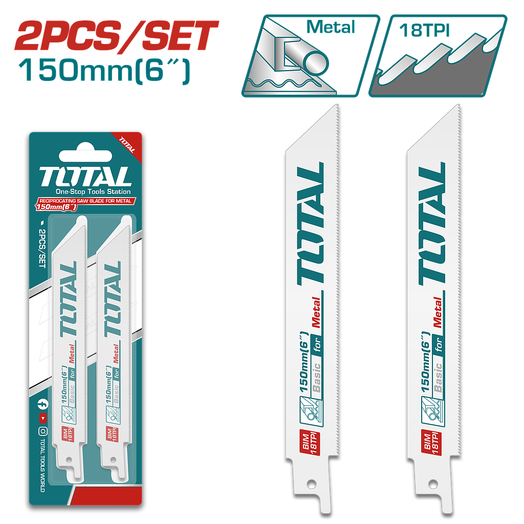 TOTAL - TAC52922EF - Lame métal de scie sabre - 150mm
