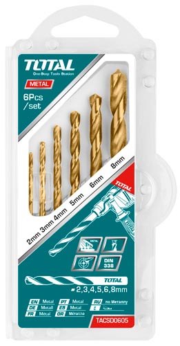 TOTAL - TACSD0605 - Jeu de Foret métal HSS 6 pcs Ø2-8mm