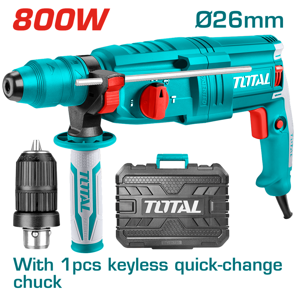 TOTAL - TH308268-2 - Marteau perforateur 800W - Ø26mm + Mandrin autoserrant