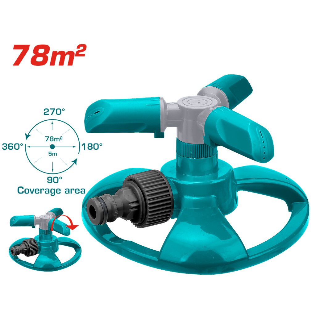 TOTAL - THPS23602 - Arroseur rotatif à 3 bras en plastique