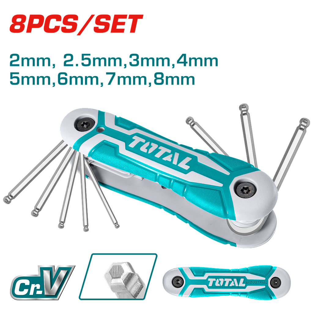 TOTAL - THT1061836 - Jeu de clé sphérique Ø2-8mm