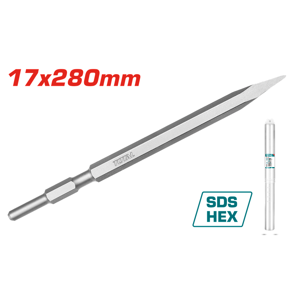 TOTAL - TAC153171- Burin pointu hex - 17x280mm (Marteau 1300W)