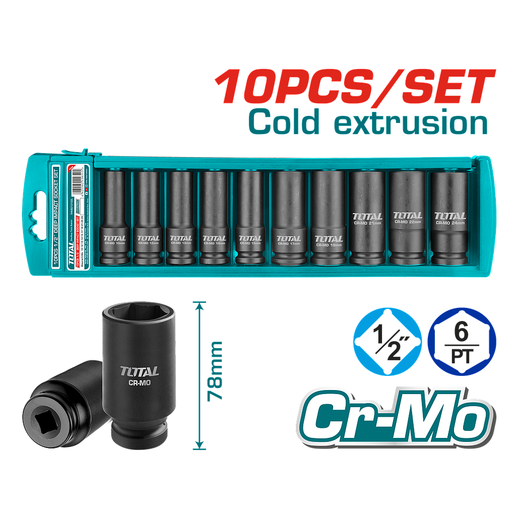 طقم 10 بوكس صدم طويل 1/2"