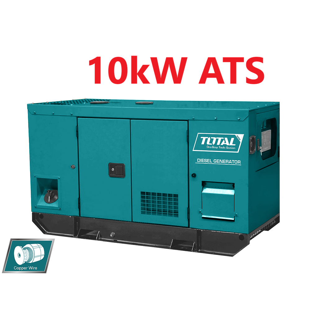 TOTAL - TP2100K3-1 - Groupe Diesel Silencieux - Automatique ATS - Max 11kW, 13kVA - Continu 19A, 10kW, 12kVA