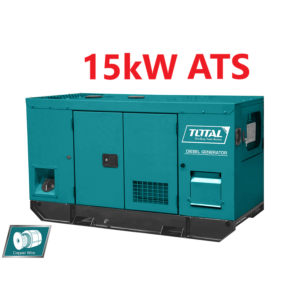 TOTAL - TP2150K3-1 - Groupe DieseI silencieux - Automatique ATS - Max 16.5 kW, 20.63 kVA - Continu 28A, 15kW