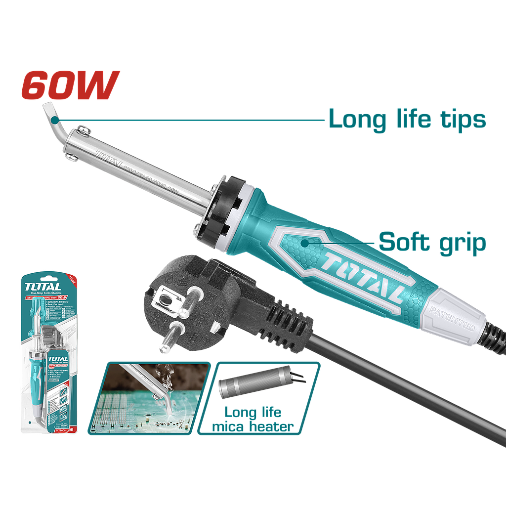 TOTAL - TET2606 - Fer à souder électrique coudé - 60W