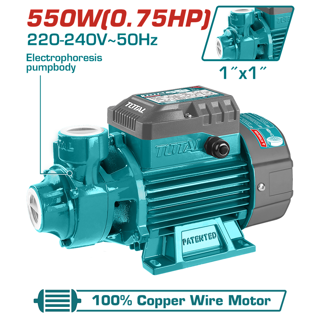 TOTAL - TWP15506 - Surpresseur périphérique - 550W, 45L/min, 45m