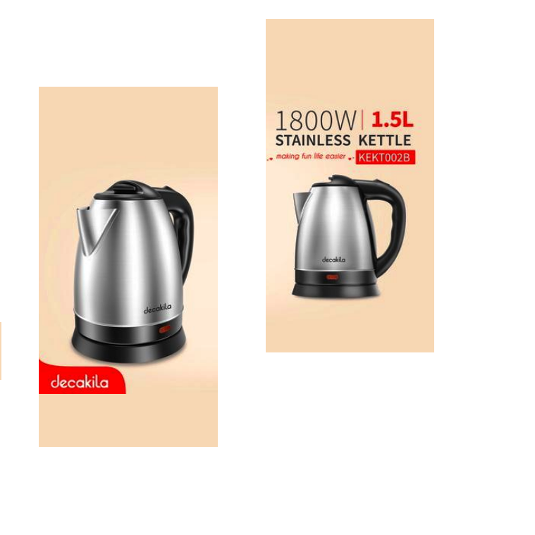 DECAKILA - KEKT002B - Bouilloire inox Decakila 1.5L