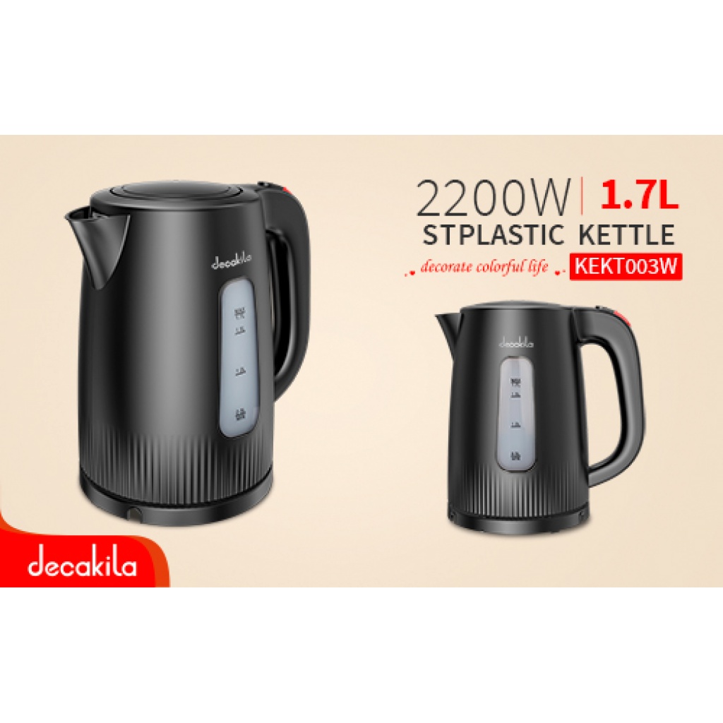 KEKT003W - BOUILLOIRE PLASTIQUE NOIR Decakila 1.7L 2200W