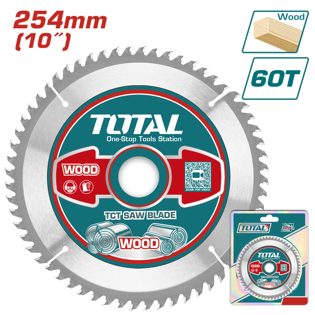 TOTAL - TAC231723 - Disque bois - Ø254mm 60T - Arbre: 30mm 25.4mm et 16mm