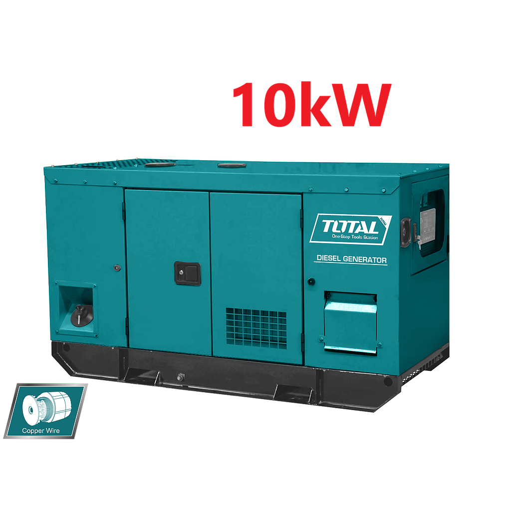 TOTAL - TP2100K3 - Groupe Diesel Silencieux - Manuel - Max 11kW, 13.75 kVA - Continu 19A, 10kW