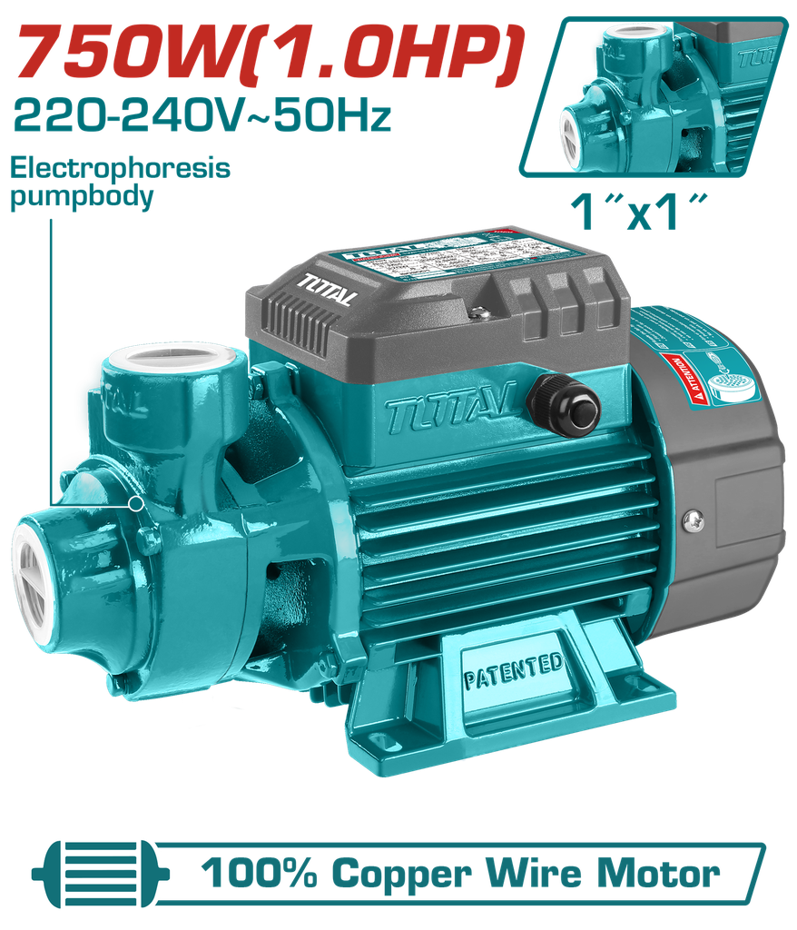 TOTAL - TWP17506 - Surpresseur périphérique - 750W, 50L/min, 52m