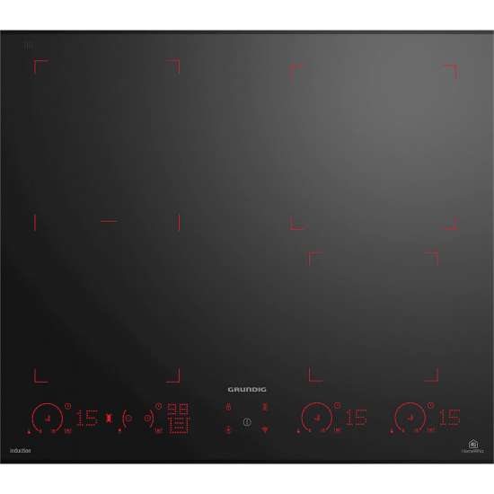 Table de cuisson éléctrique encastrable a induction avec 5 foyers et 19 niveaux 90 CM , Vitre Noir  GRUNDIG 