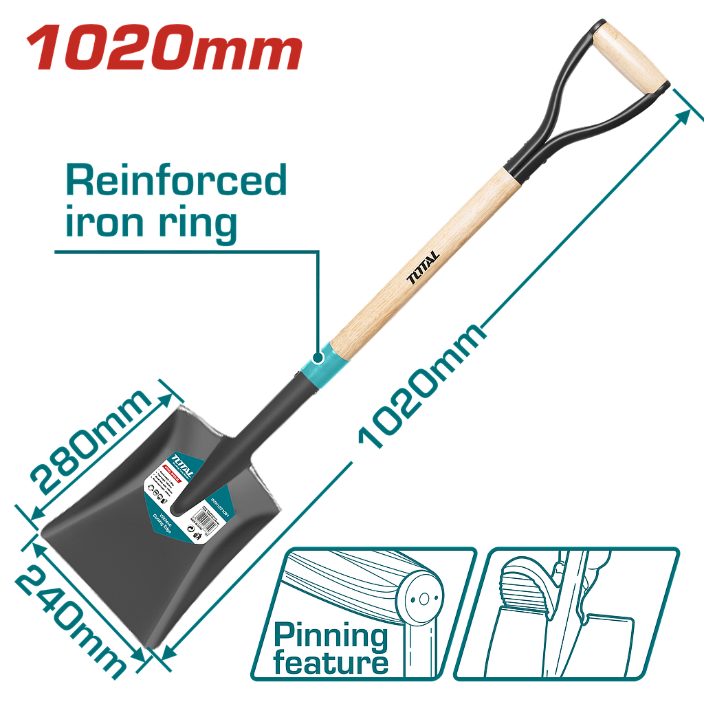 TOTAL - THTHW0102 - Pelle en acier avec manche 1020mm