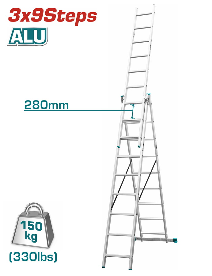 TOTAL - THLAD03391 - Échelle extensible à 3 sections