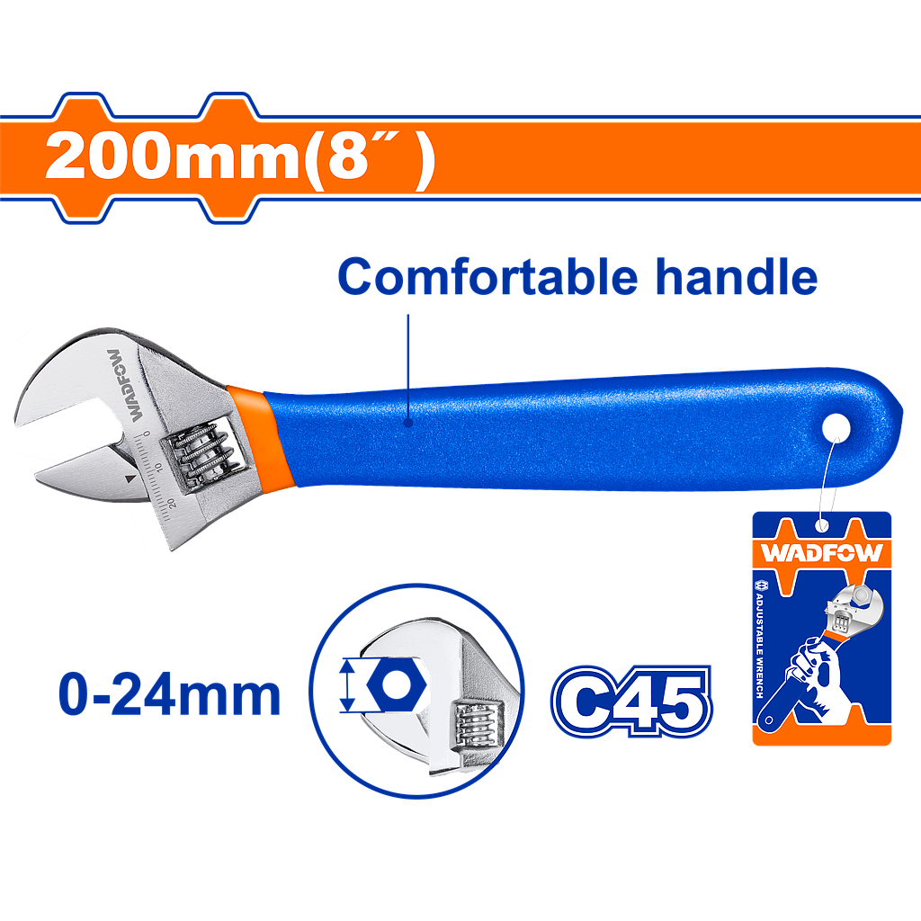 WDF - WAW5108 - Clé à molette 8" - Ø0-24mm