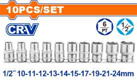 WDF - WST2410 - Jeu de douilles 1/2" 10 pcs