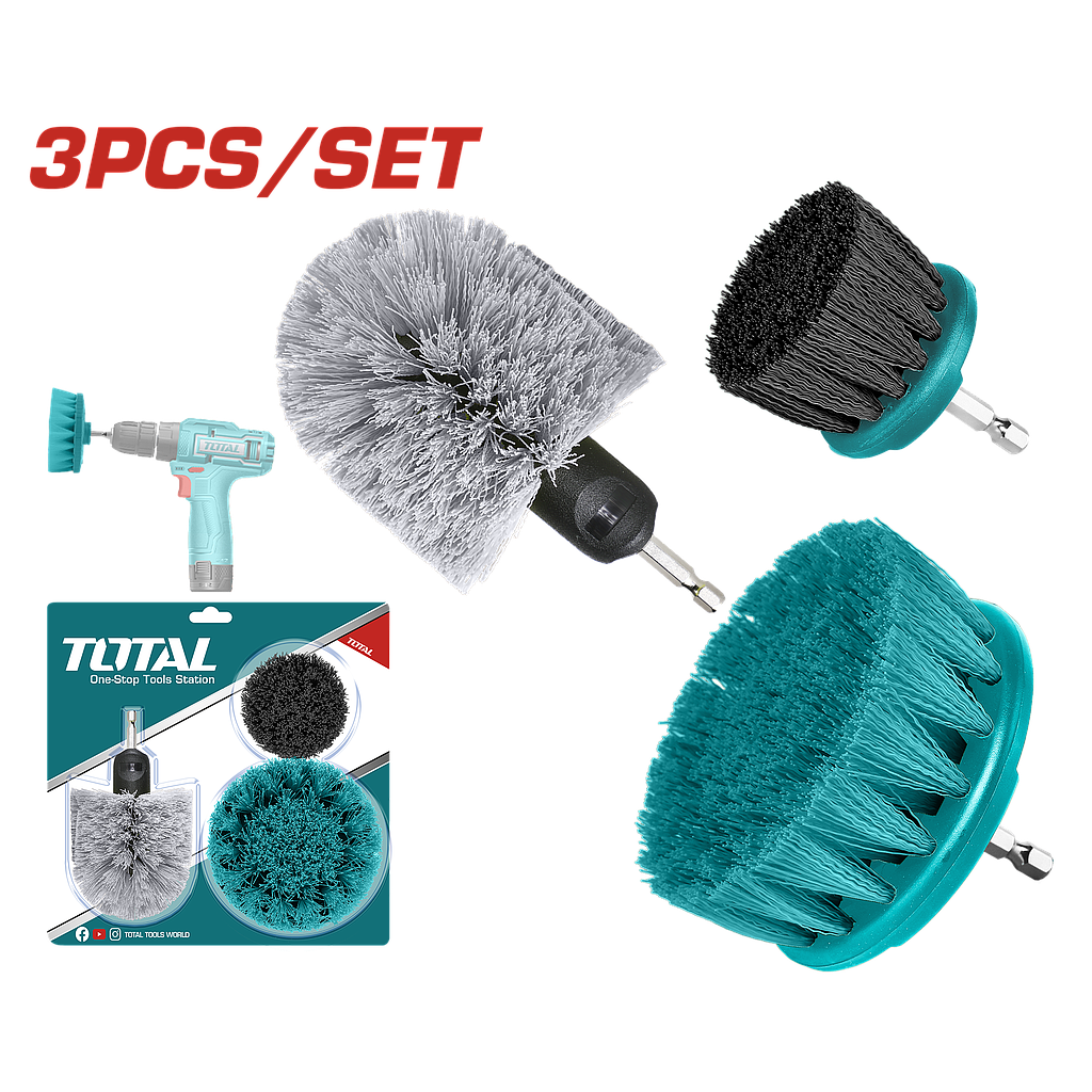 TOTAL - TACB0301 - Ensemble de 3 brosses pour perceuse