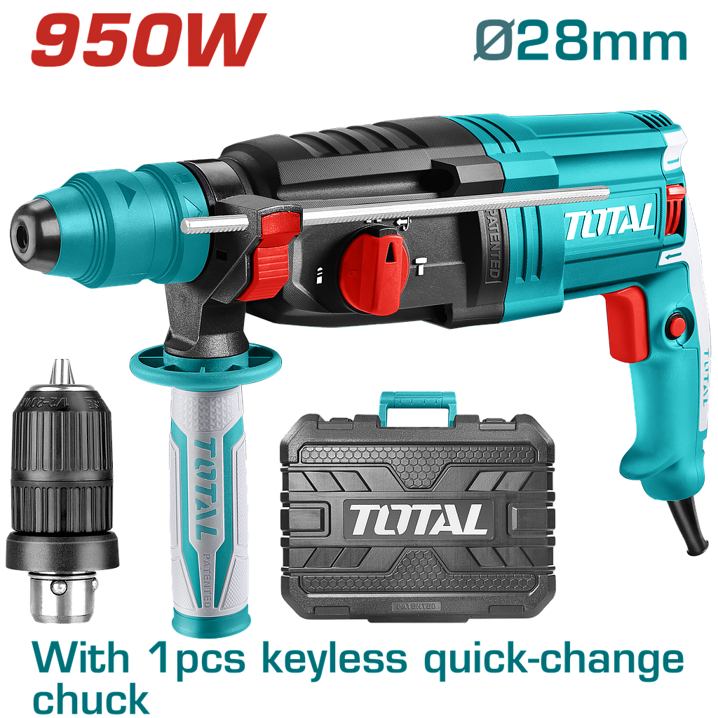 TOTAL - TH309288-2 - Perforateur 950W + mandrin Ø13mm - sds plus Ø28mm
