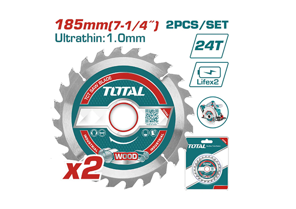 شفرة قطع خشب - Ø185mm 24T 2 قطعة - المحور: 20 و16mm