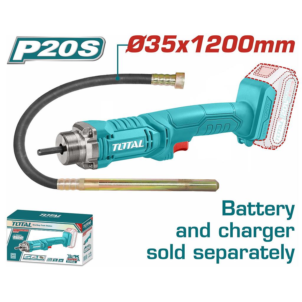 TOTAL - TCVLI202301 - Vibrateur à béton  sans fil 20V - Ø35x1200mm