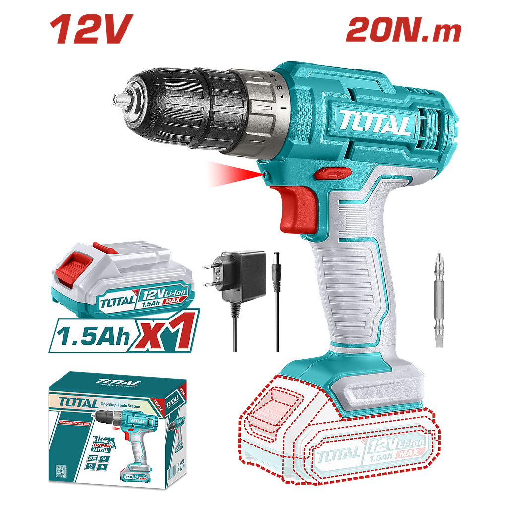 TOTAL - TDLI1218 - Perceuse Visseuse 12V - 20Nm Ø10mm