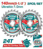 شفرة قطع خشب - Ø140mm 2 قطعة 24T - المحور: 25.4 و16mm