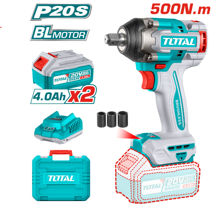 مفتاح صدم 1/2" - 20V 500Nm