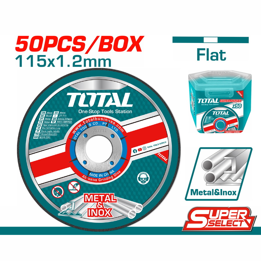 TOTAL - TAC22111550 - Disques à tronçonner le métal 50 pcs - Ø115x1.2mm