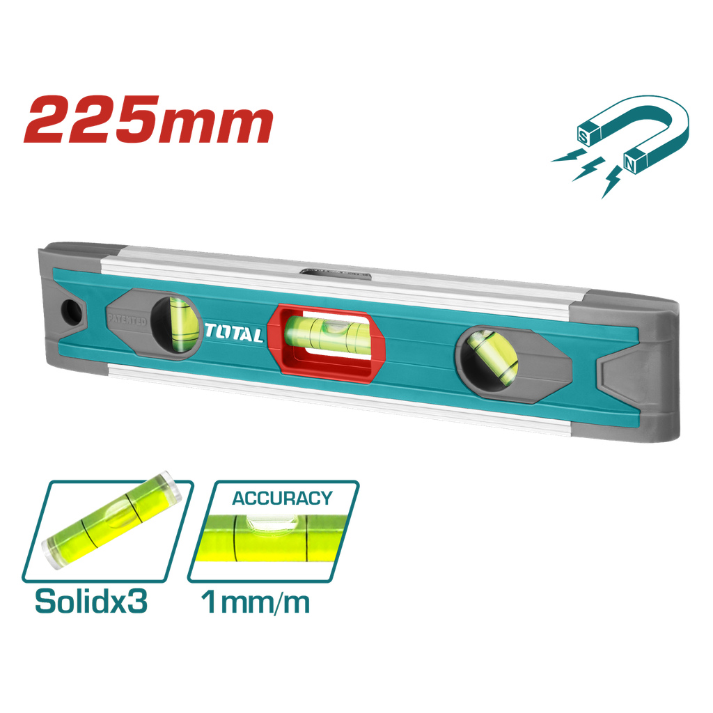 TOTAL - TMT2235 - Niveau à bulle magnétique 225mm