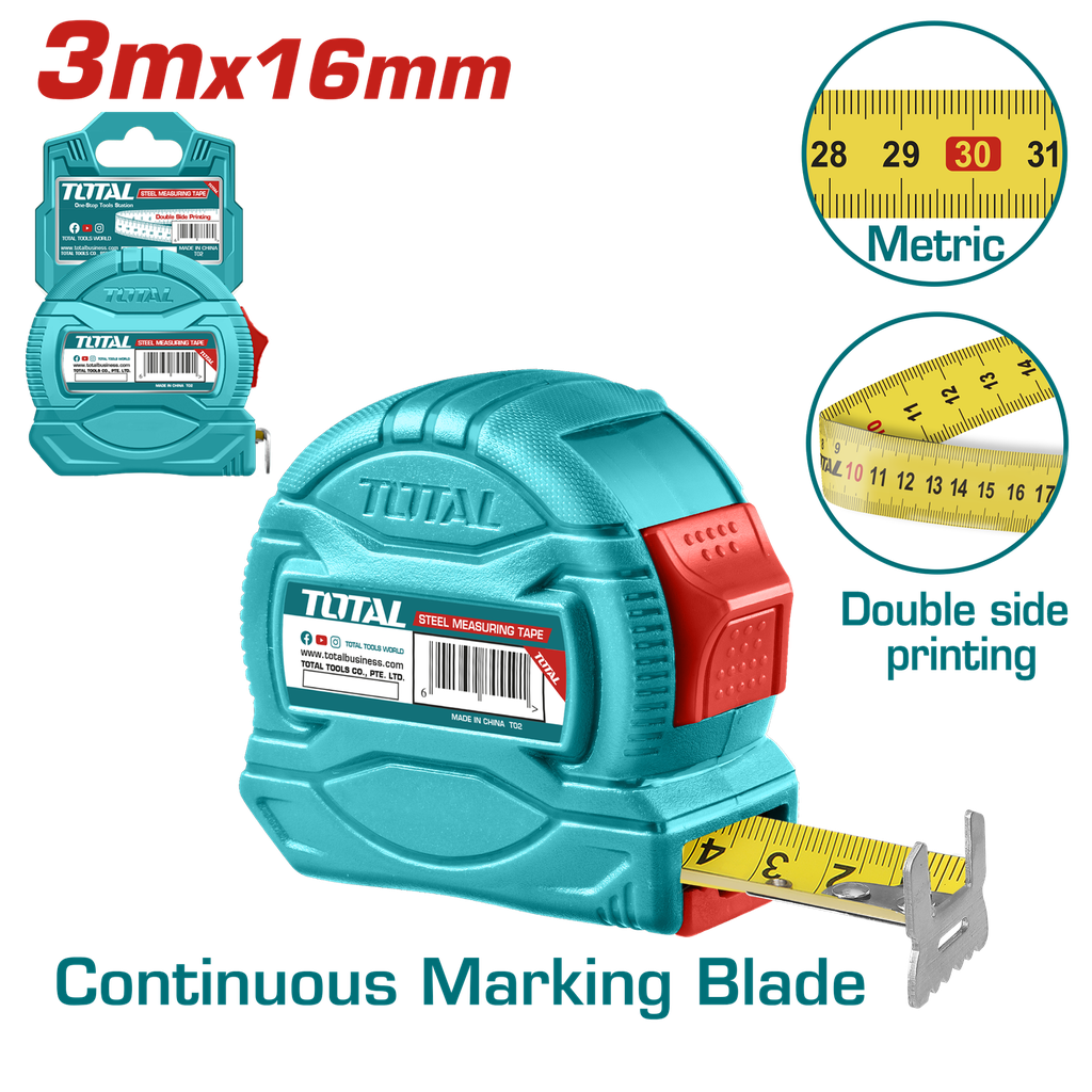 TOTAL - TMT34316 - Mètre ruban - 3mx16mm