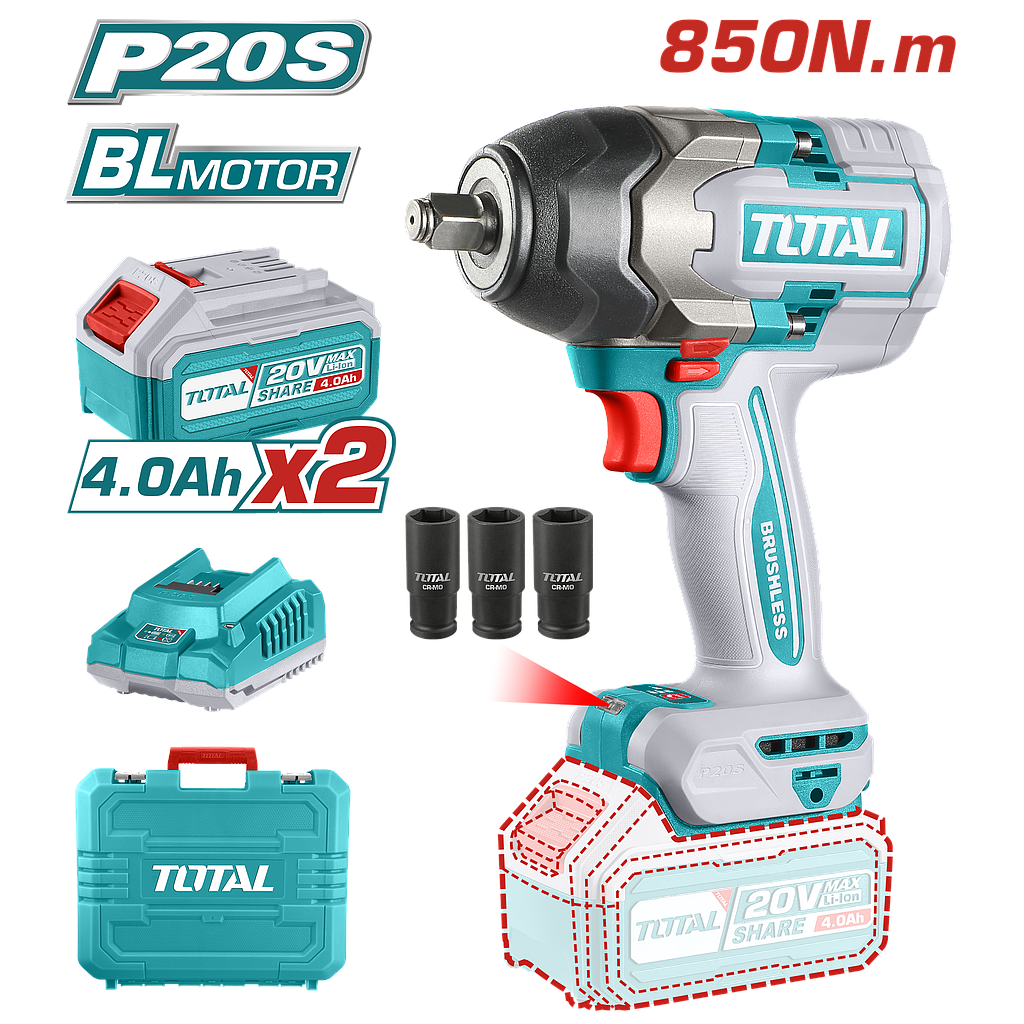 مفتاح صدم 1/2" - 20V 850Nm