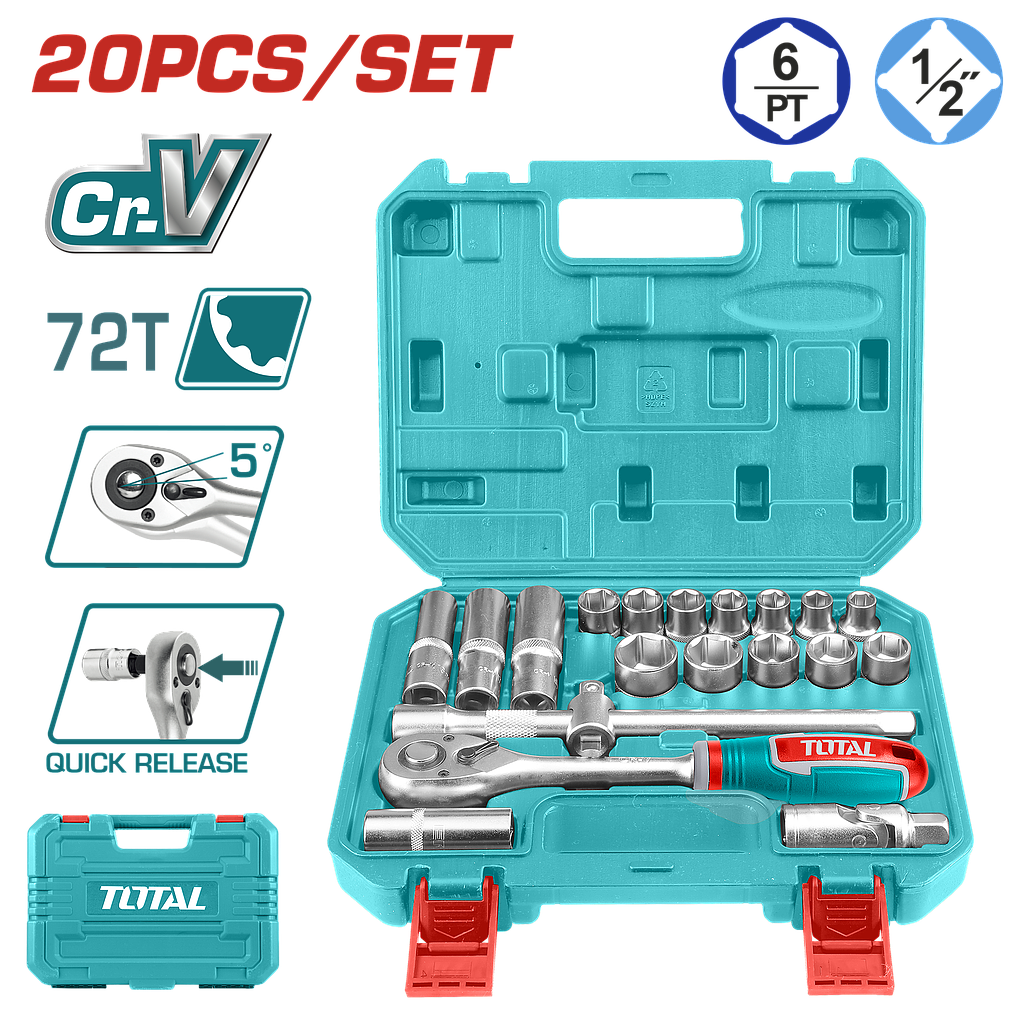 TOTAL - THT121201 - Coffret à douilles 1/2" 20 pcs