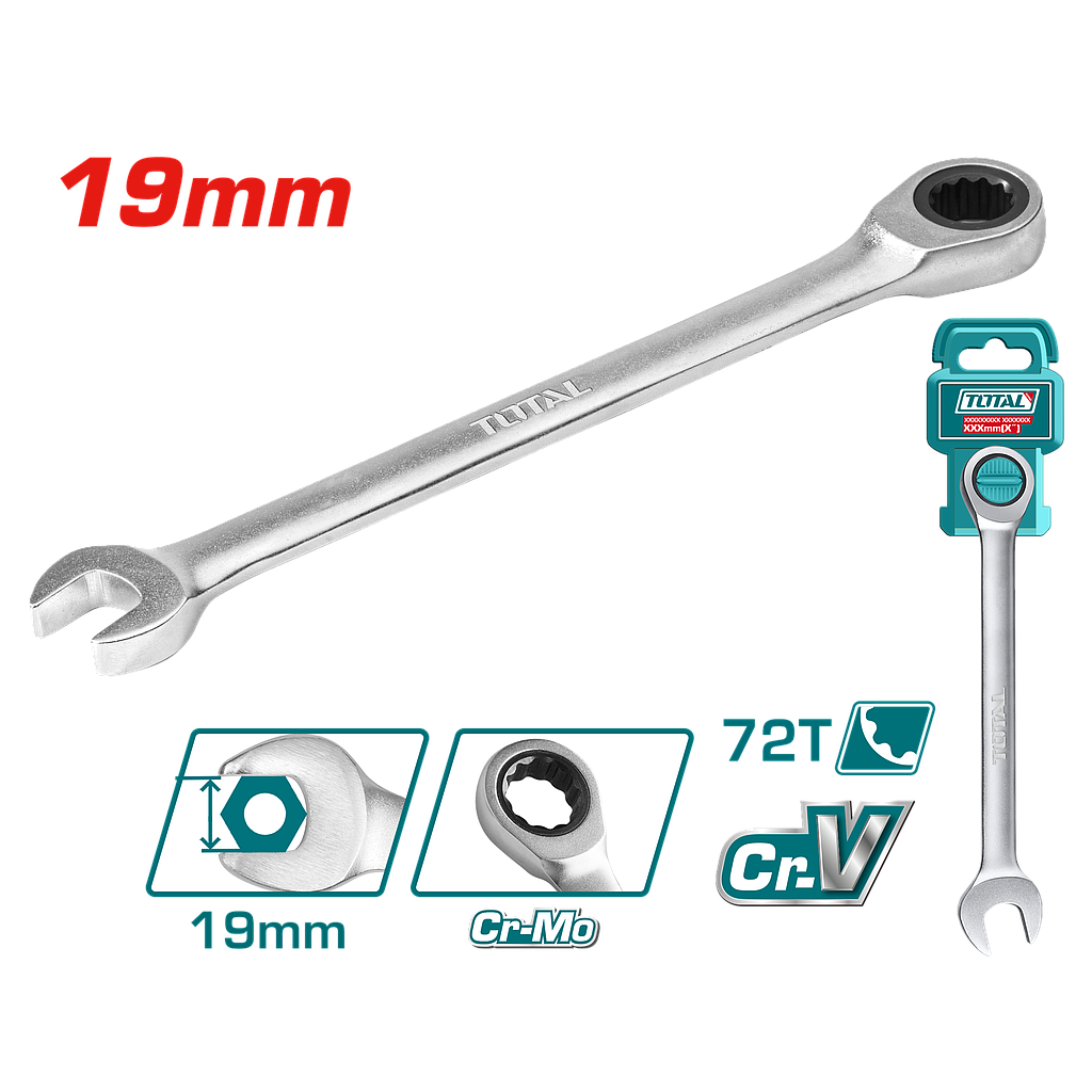 TOTAL - TCSPAR191 - Clé Plate à cliquet - Ø19mm