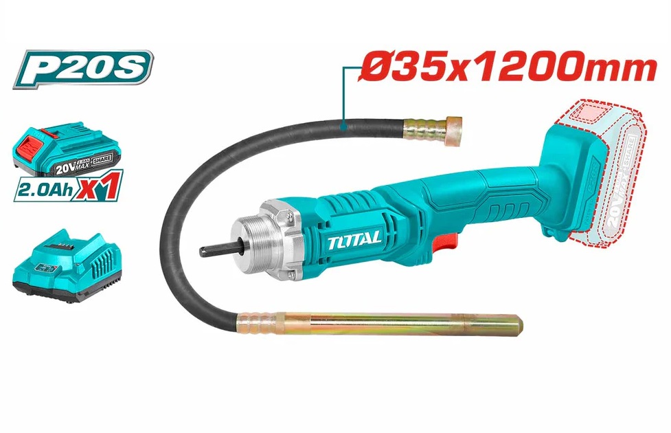 TOTAL - TCVLI2023011 - Vibrateur à béton sans fil 20V - Ø35x1200mm