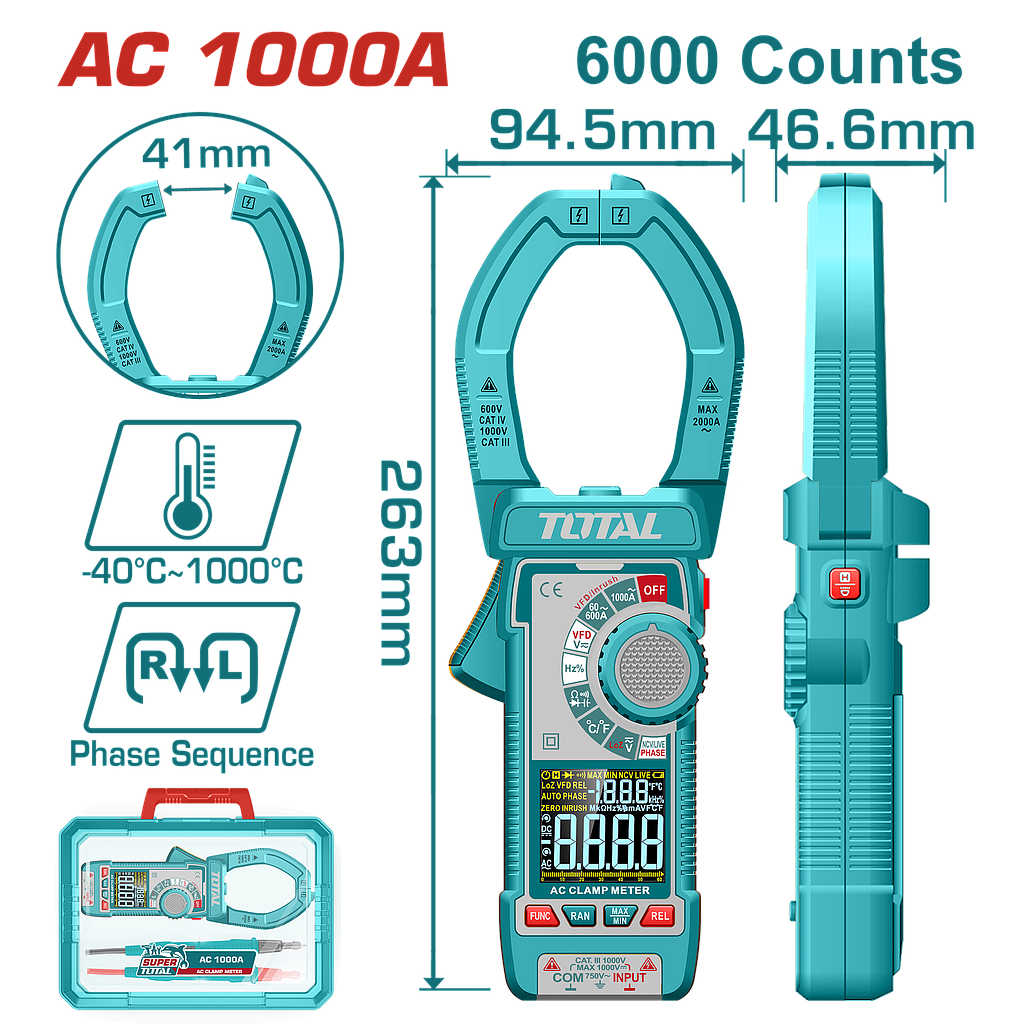 TOTAL - TMT7610001 - Pince Multimètres - AC 1000A