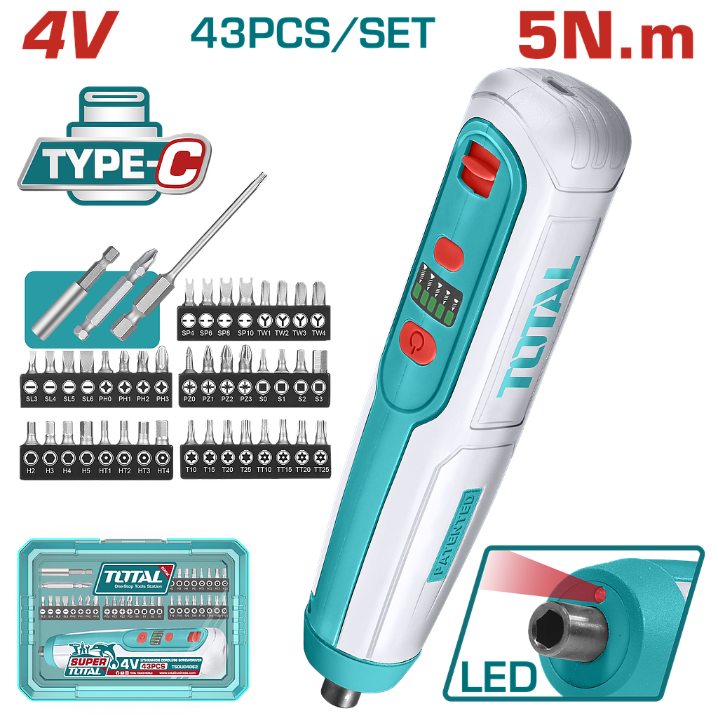TOTAL - TSDLI04062 - Tournevis sans fil 4V - 5N.m