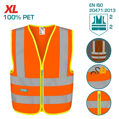 TOTAL - TSP62XL - Gilet orange réfléchissant