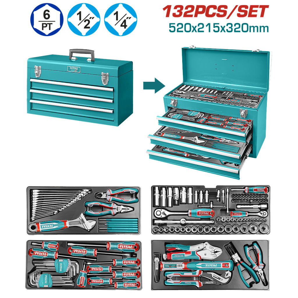 TOTAL - THPTCS71321 - Mallette à outils 132 pcs