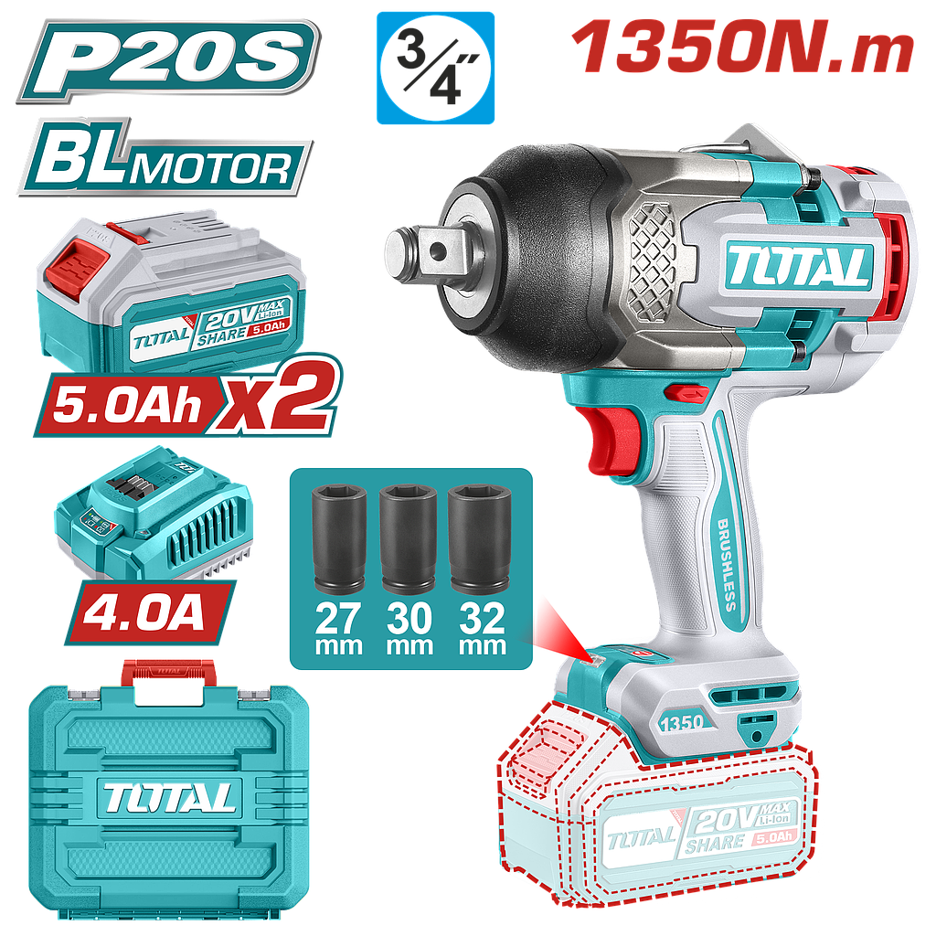 مفتاح صدم 3/4" - 20V 1350Nm