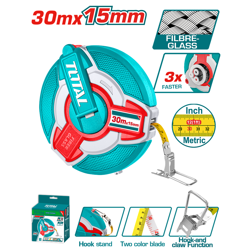 شريط قياس فايبر - 30mx15mm