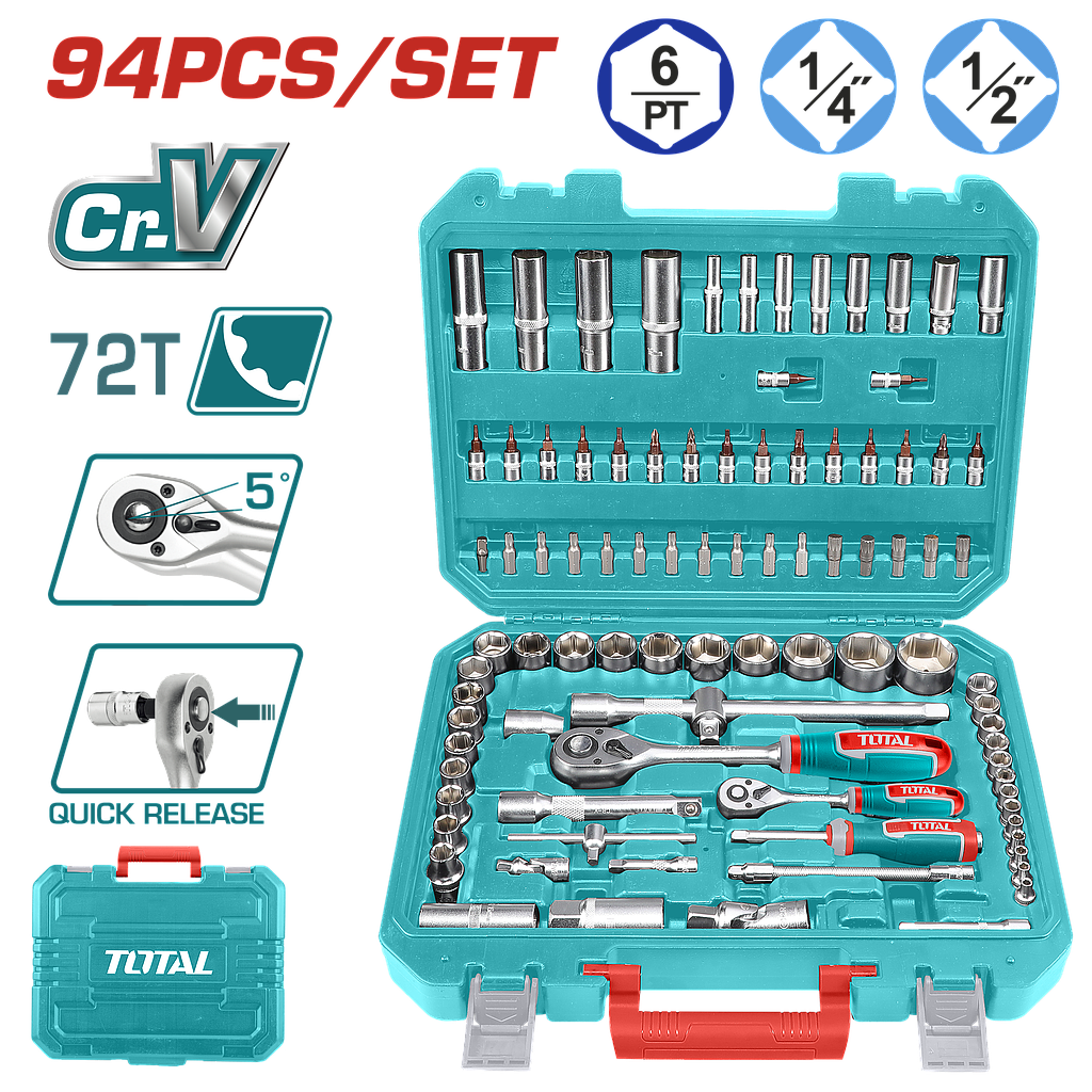 TOTAL - THT421942 - Mallette à outils 94 pcs