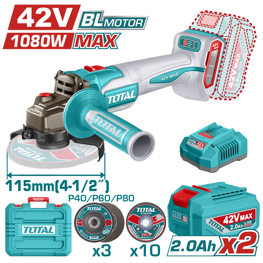 TOTAL - TAGLI4108112 - Meuleuse d'angle 42V Ø115mm