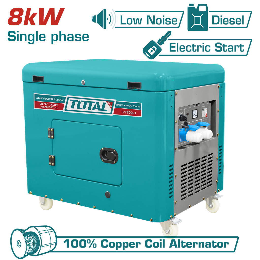 TOTAL - TP280001 - Groupe électrogène diesel silencieux Max 8.0 kW