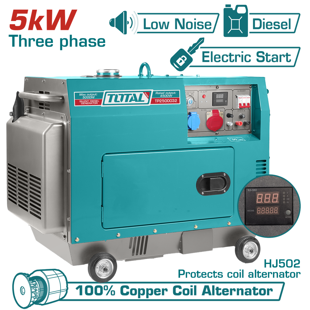 TOTAL -TP2500032 - Groupe électrogène diesel silencieux Max 5.0 kW 380V