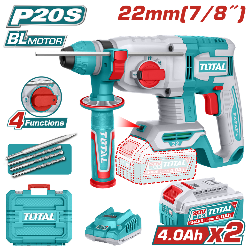TOTAL - TRHLI212282 - Perforateur sds-plus 20V - Ø22mm