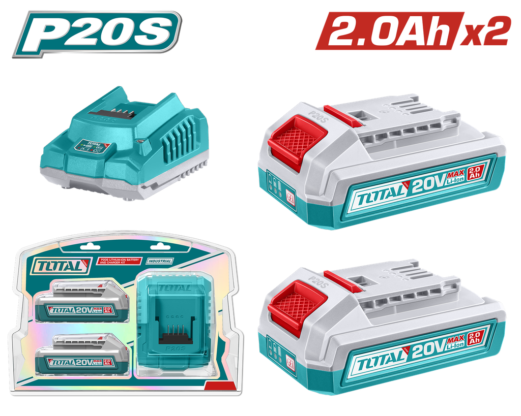 TOTAL - TFBCPK2212 - Kit batterie 2.0Ah et chargeur