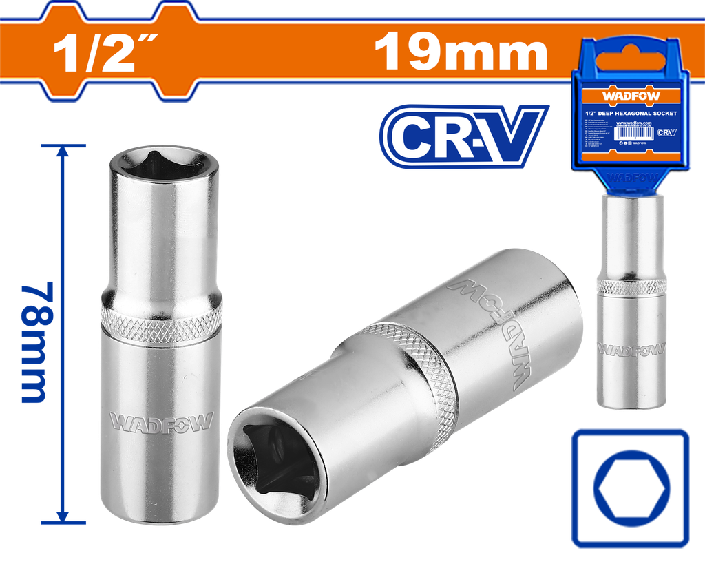 بوكس سداسي عميق 1/2" - Ø19mm