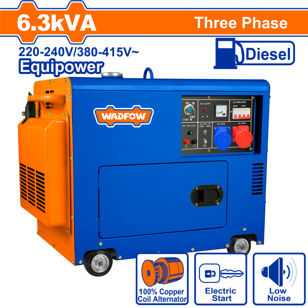 WDF - WDG2A50DT - Groupe électrogène diesel silencieux Max 6.3 kVA 380V