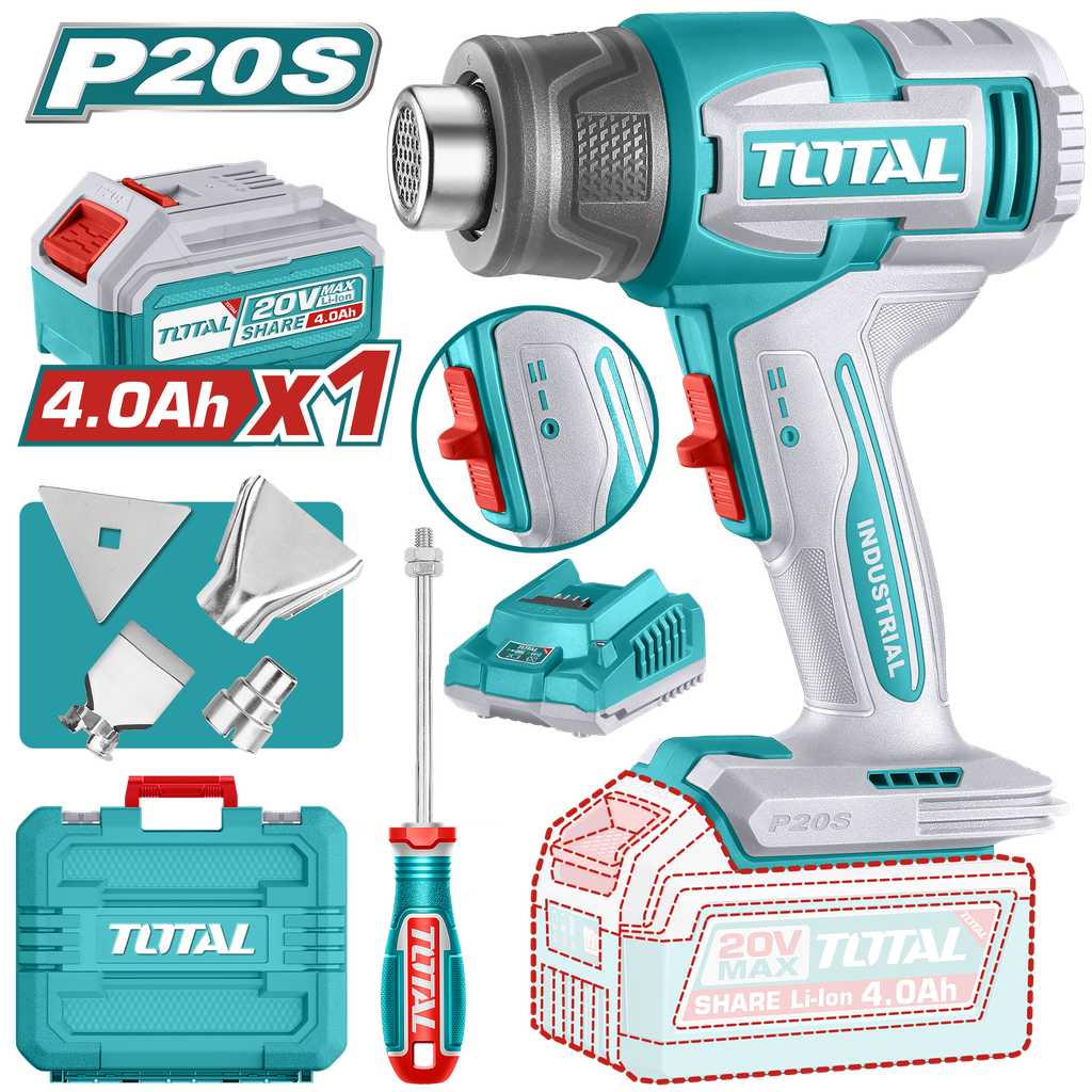 TOTAL - TBLI20065 - Pistolet thermique 20V 300/550°C